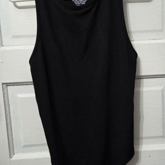 KN Klassy Network black ribbed tank body suit womens size Large - Picture 2 of 5